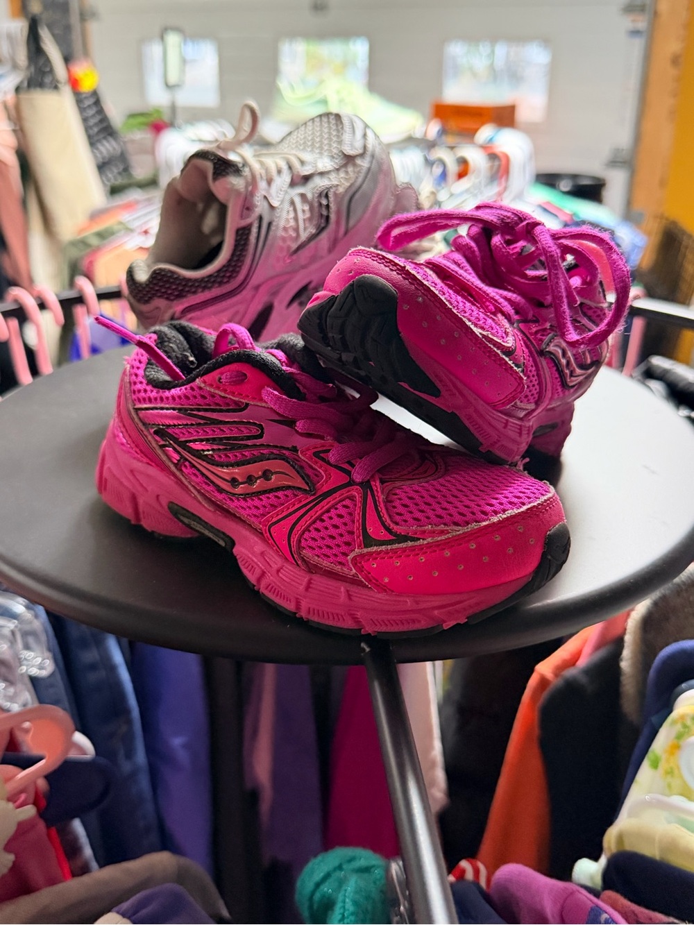 Saucony Kids Sneakers in Bright Pink with Black Accents